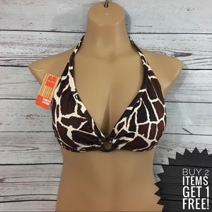 Safari Animal Print Halter Bikini Top NWT